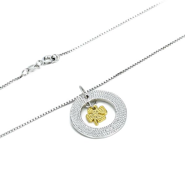 Anhänger Amulett Love Forever You aus 925 Silber teil-vergoldet inkl Gliederkette im Etui
