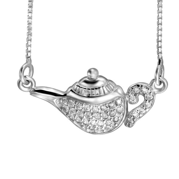 Collier Wunderlampe mit Zirkonias pave aus 925 Silber im Etui