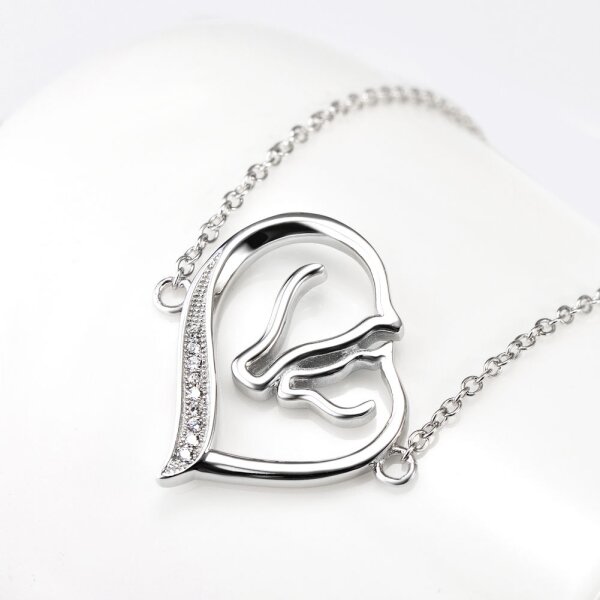 Silberarmband Herz Pferdeliebe mit Zirkonias aus 925...