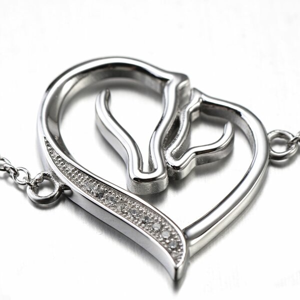 Silberarmband Herz Pferdeliebe mit Zirkonias aus 925 Silber im Etui
