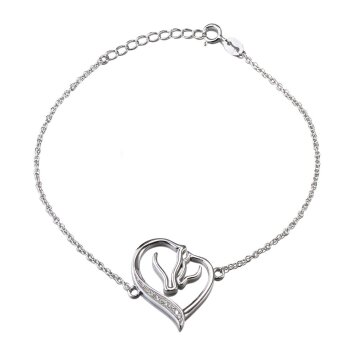 Silberarmband Herz Pferdeliebe mit Zirkonias aus 925...