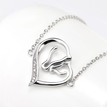 Silberarmband Herz Pferdeliebe mit Zirkonias aus 925...