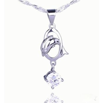 Silber Anhänger Delphin mit Zirkonia aus 925 Silber OHNE...