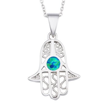Anhänger Hamsa Fatima Hand aus 925 Silber inkl. Kette im...