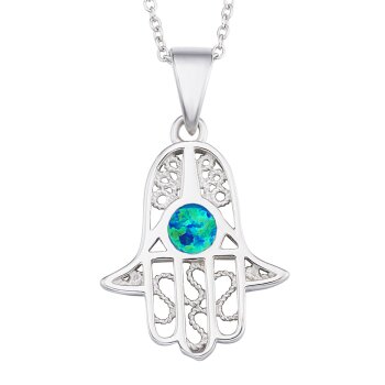 Anhnger Hamsa Fatima Hand aus 925 Silber inkl. Kette  im...