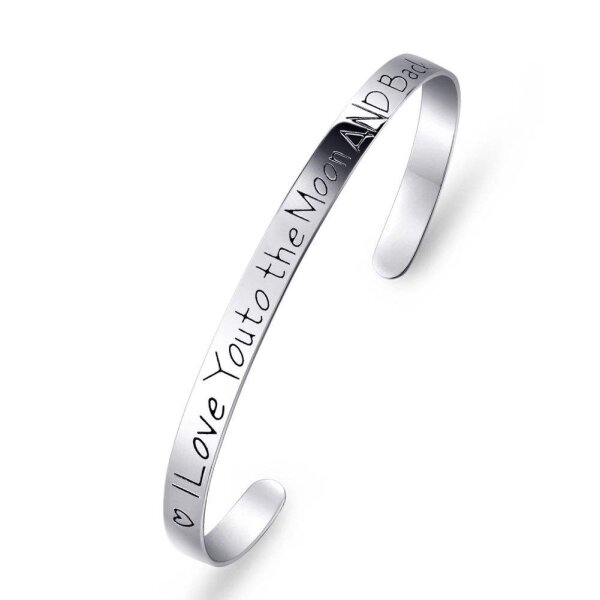 Armreif I Love You to the Moon AND Back aus  925 Silber im Etui GRAVUR OPTION