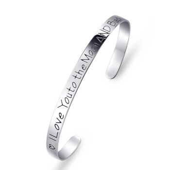 Armreif I Love You to the Moon AND Back aus 925 Silber...