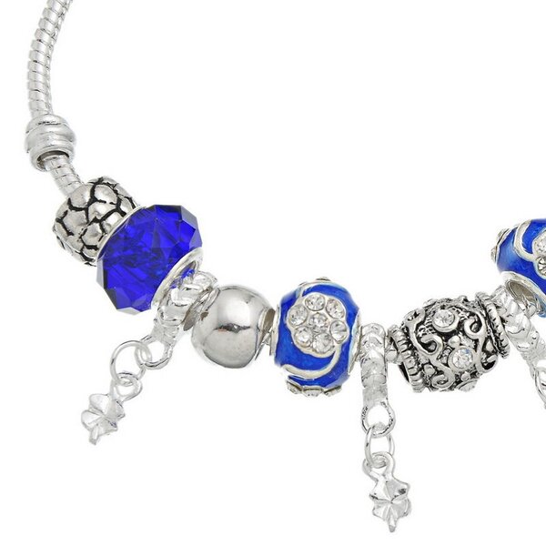 Armband Charms & Beads dunkel blau KLEEBLATT