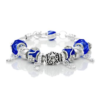 Armband Charms & Beads dunkel blau KLEEBLATT