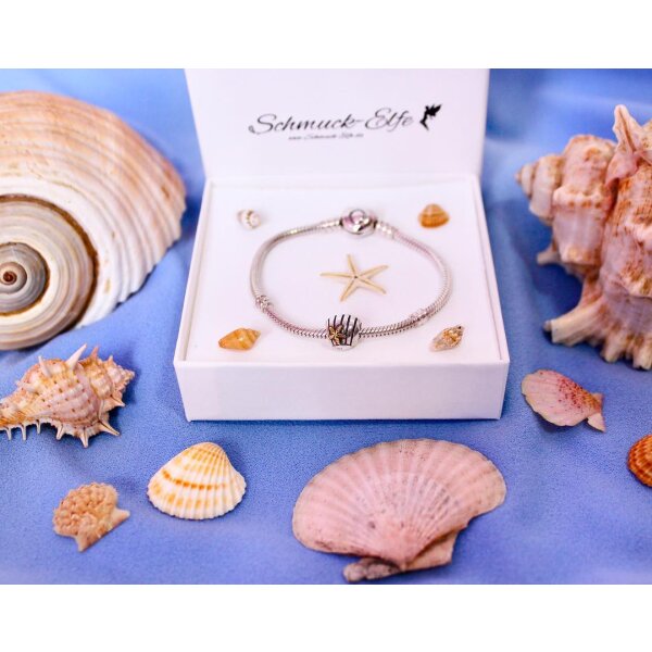 Bead Perle Muschel mit Seestern aus 925 Silber Teil...