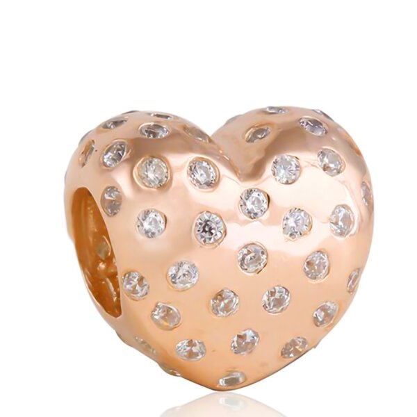 Bead Perle Herz Glam mit Zirkonias aus 925 Silber mit...