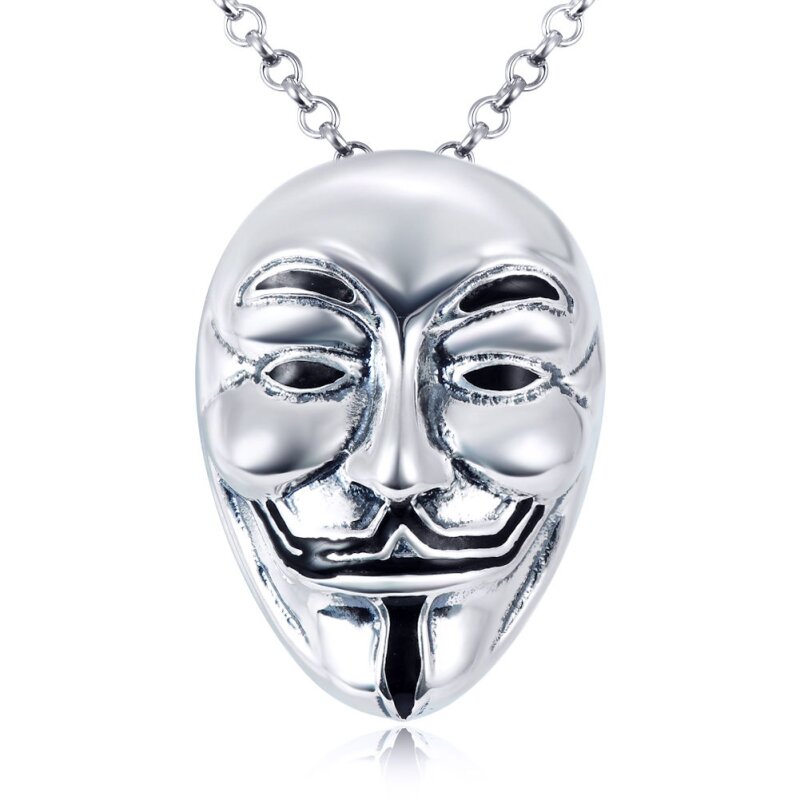 Anhänger Anonymous Maske 3D aus 925 Silber inkl. Kette im Etui, 129,99 €