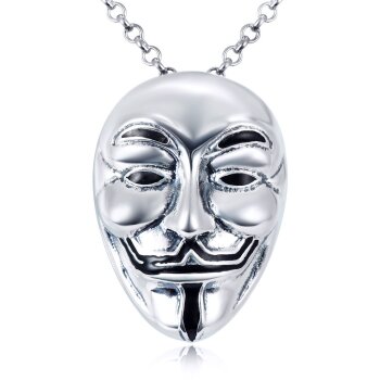 Anhänger Anonymous Maske 3D aus 925 Silber inkl. Kette im...