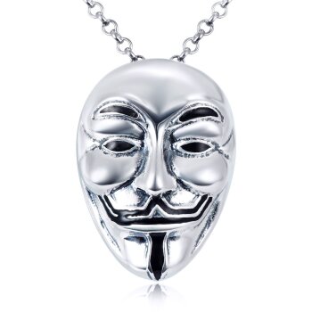 Anhnger Anonymous Maske 3D aus 925 Silber inkl. Kette im...