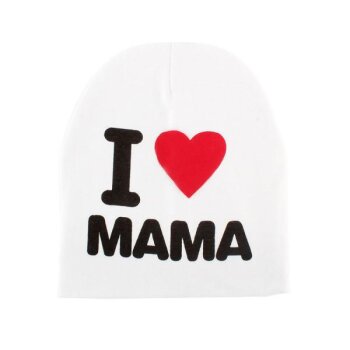 Mtze / Beanie I Love MAMA wei