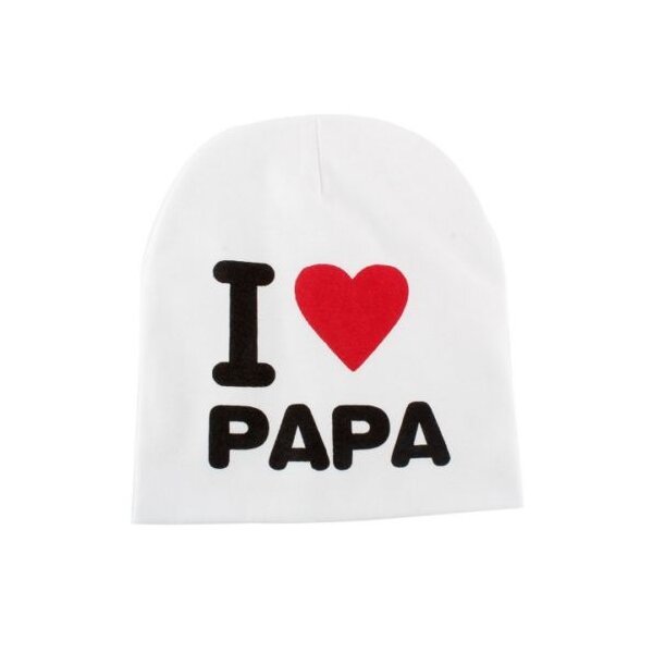 Mtze / Beanie I Love PAPA wei