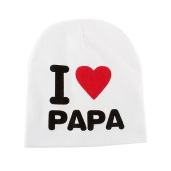 Mtze / Beanie I Love PAPA wei