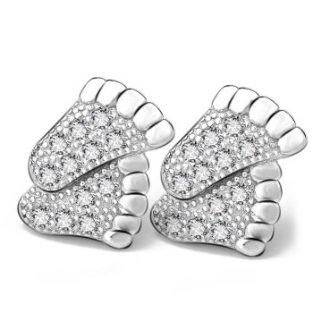 1 Paar Ohr Stecker Füße Zirkonias klar pave 925 Silber...