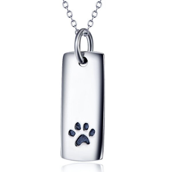 Anhnger Dog Tag Pfote aus 925 Silber inkl. Gliederkette im Etui Gravur OPTION