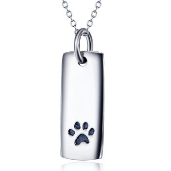 Anhänger Dog Tag Pfote aus 925 Silber inkl. Gliederkette...