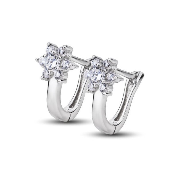 1 Paar Ohr Hänger/ Creole Blüte Hochzeit mit Zirkonias aus 925 Silber im Etui