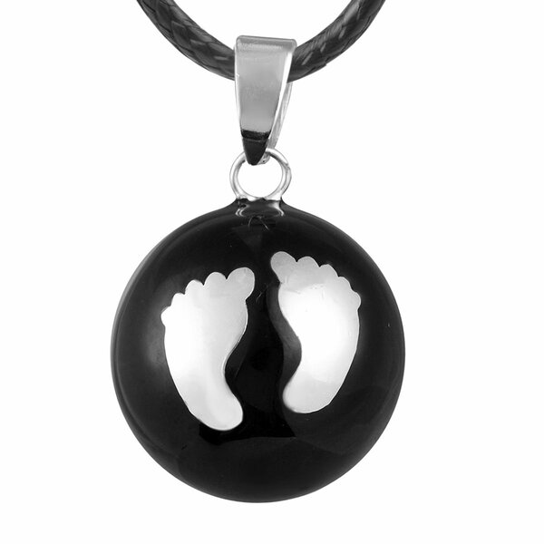 Anhänger Harmony Ball  Klangkugel Füße schwarz mit Sterling Silber versilbert  inkl. Kette