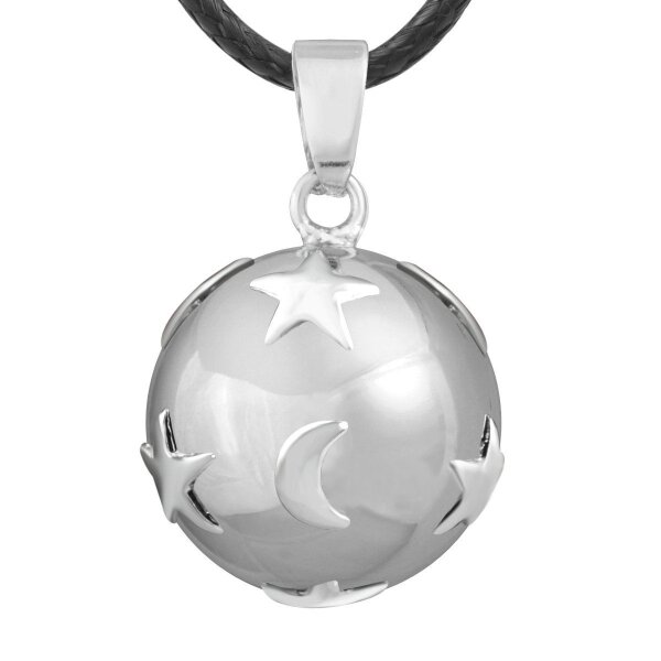 Anhnger Harmony Ball  Klangkugel Mond &  Sterne mit Sterling Silber versilbert  inkl. Kette