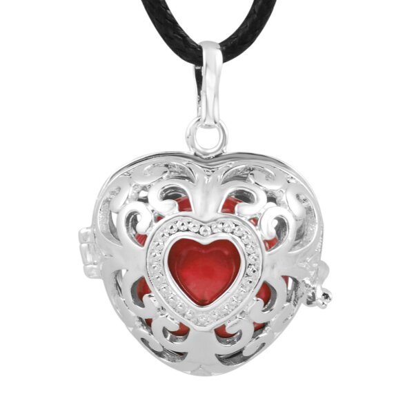 Anhänger Herz  Klangkugel Harmony rot  mit Sterling Silber versilbert inkl. Kette