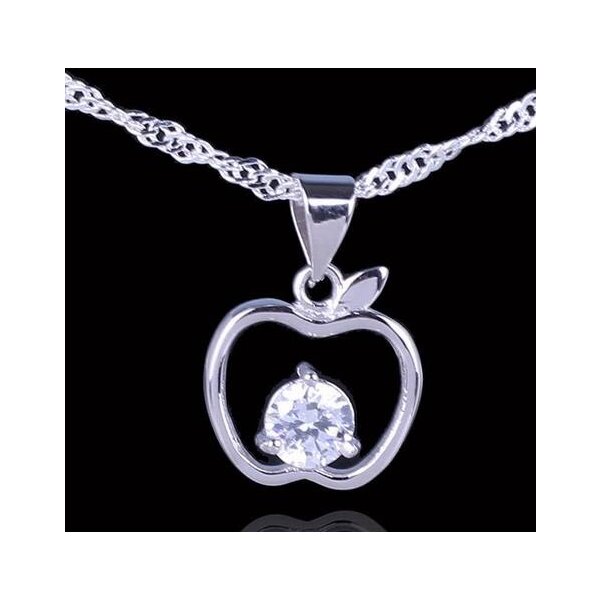 Silber Anhänger Apfel  mit Zirkonia aus 925 Silber  OHNE KETTE