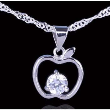 Silber Anhänger Apfel mit Zirkonia aus 925 Silber OHNE...