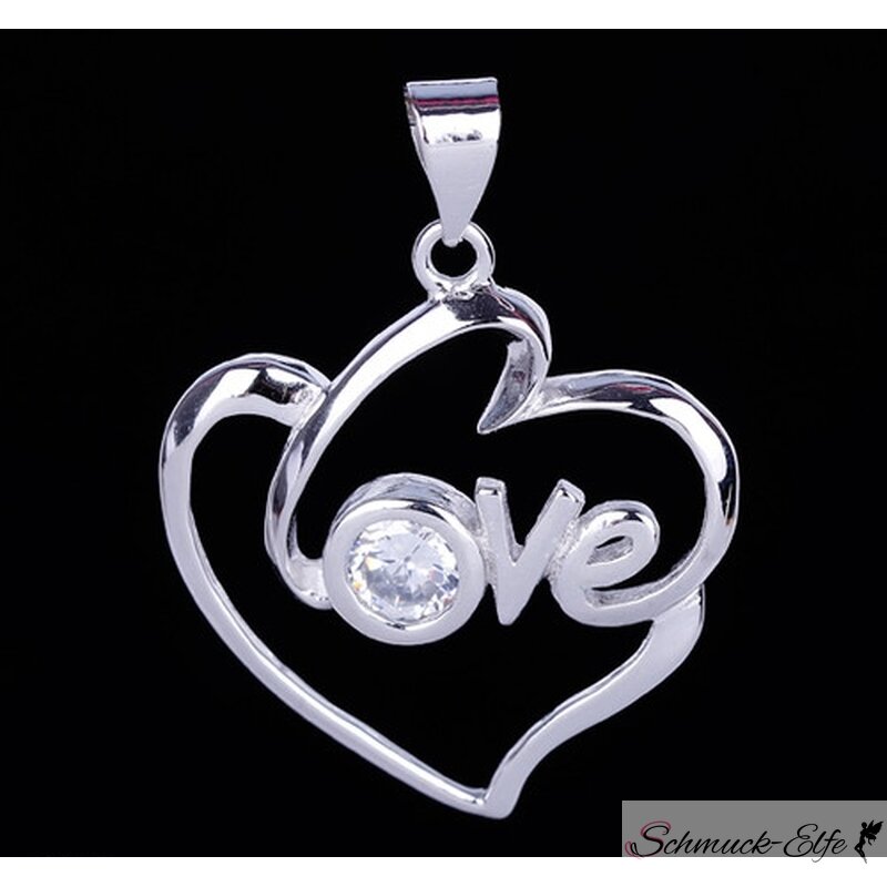 Silber Anhänger Herz LOVE mit Zirkonia aus 925 Silber OHNE KETTE, 59,99 €