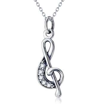Silber Anhänger Notenschlüssel mit Zirkonias aus 925...