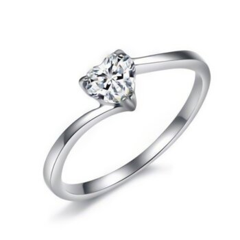 Silberring Solitaire Ring Herz Zirkonia aus 925 Silber im...