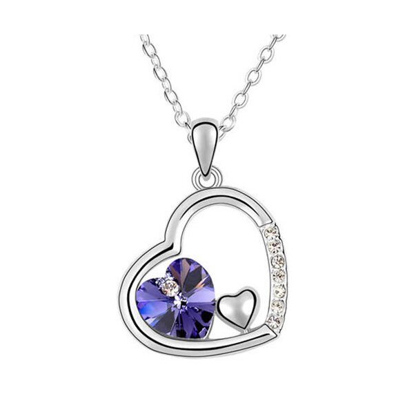 HERZ ANHNGER Swarovski Elements violett inkl Kette im Organza Beutel