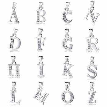 Letters pendant A - Z name necklace in 925 silver with...