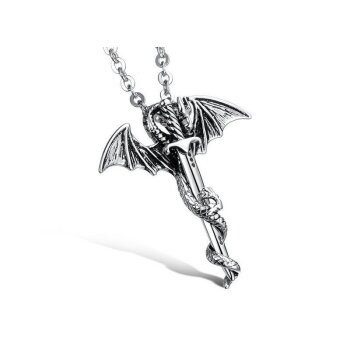 Anhänger Drachen Flügel Schwert silber 316L EDELSTAHL...