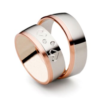 SET Eheringe / Trauringe Hearts 6 mm in Rosegold/...