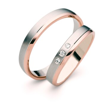 SET Eheringe / Trauringe Love Story 3,5 mm in Rosegold/...