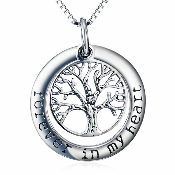 Anhänger Amulett Lebensbaum  forever in my heart  aus 925 Silber inkl. Kette im Etui