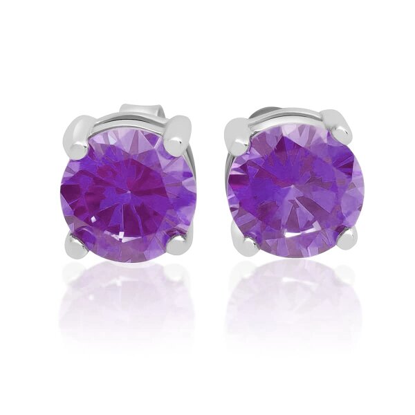 1 Paar Ohr Stecker Classic Amethyst aus 925 Silber im Etui