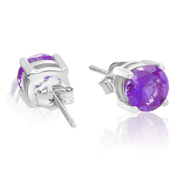 1 Paar Ohr Stecker Classic Amethyst aus 925 Silber im Etui