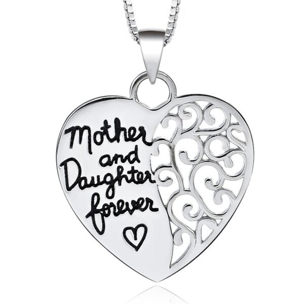 Anhnger Herz Amulett  Mother and Daughter forever  aus 925 Silber inkl. Kette im Etui