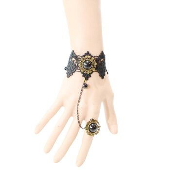 Schmuck Set Barock Armband Black Princess aus Spitze mit...