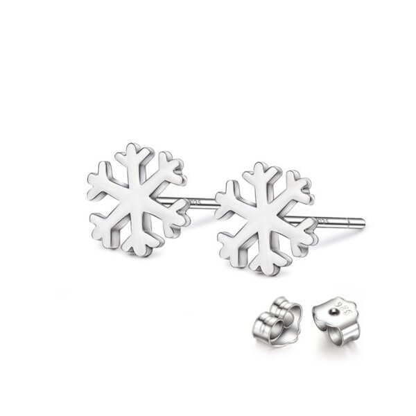 1 Paar Ohr Stecker Schneeflocke klein 925 Silber massiv im Etui