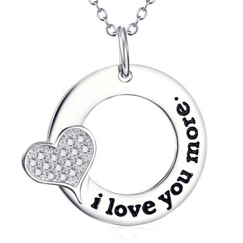 Anhnger Amulett Herz mit Zirkonien  I love you more....