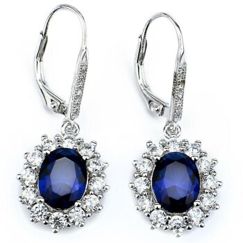 1 Paar Ohrhänger Saphir Blue pave 925 Silber