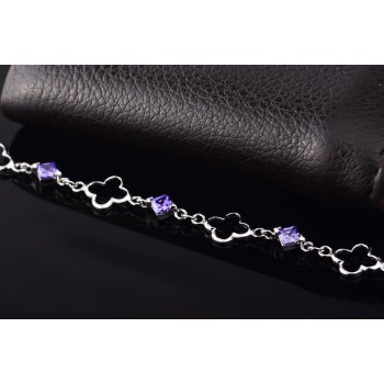 Armband Flower mit Amethysten lila aus 925 Silber...