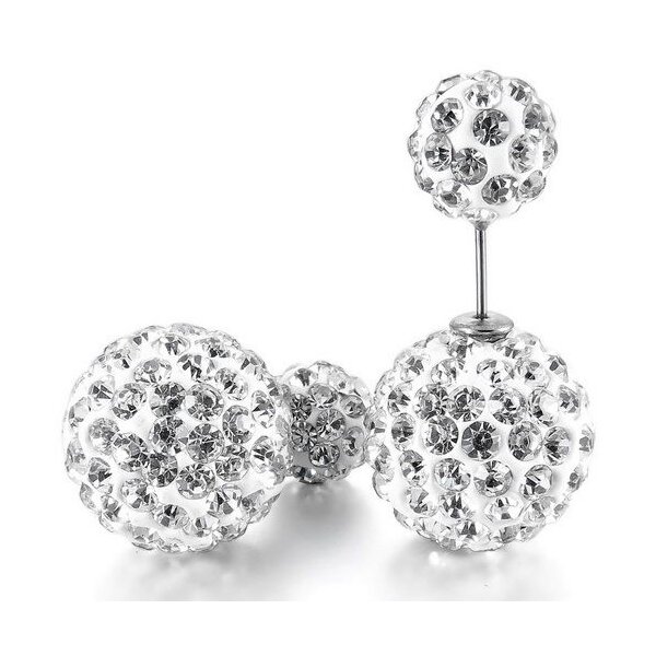 1 Paar Shamballa Zirkonia Ohr Stecker / Fake Plugs Edelstahl im Etui