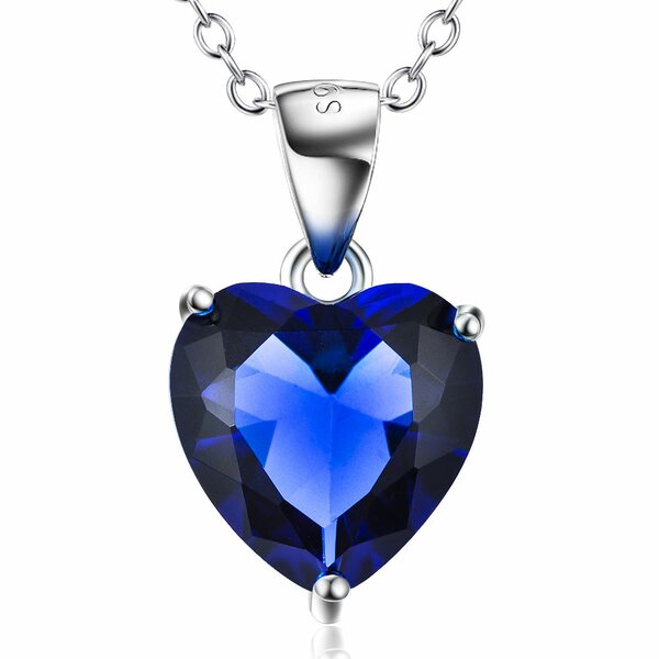 Anhänger Herz Zirkonia Royal Blau aus 925 Silber rhodiniert inkl. Kette im Etui