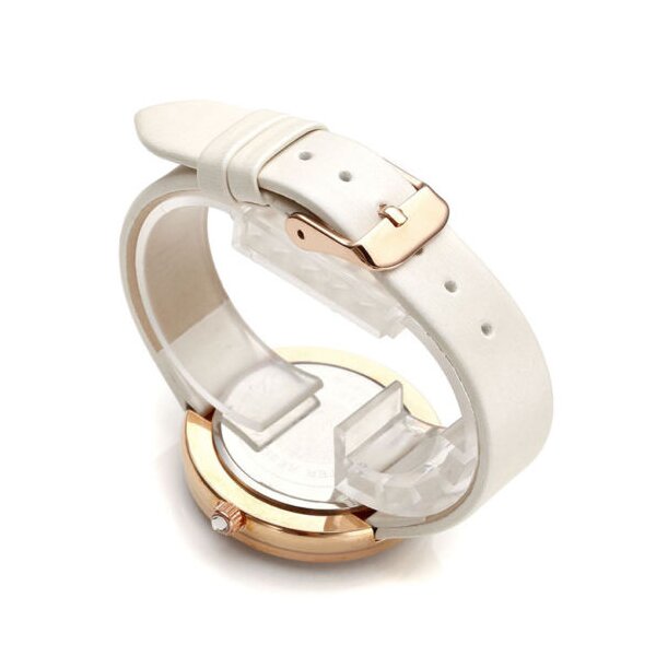 Damen Armbanduhr 3D Lotus Blüte mit Zirkonien Rosegold weiß